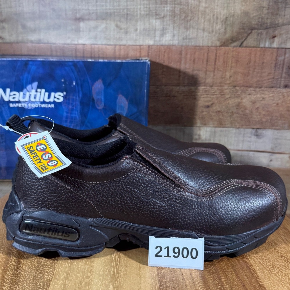 NEW Nautilus Work Shoes Mens 12 Brown N1620M Steel Toe ESD Leather Slip On